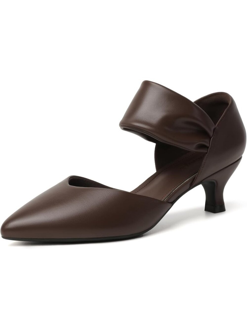 〽️women Dark Browen slip On Kitten Heels Pointed Toe Bridal Party Dressy Shoes